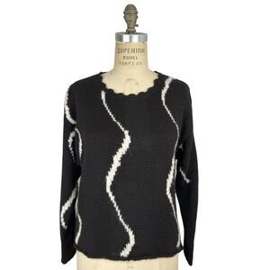 Womens 100% Alpaca Hand Knit Sweater M Black & White Soft The Sweater Venture